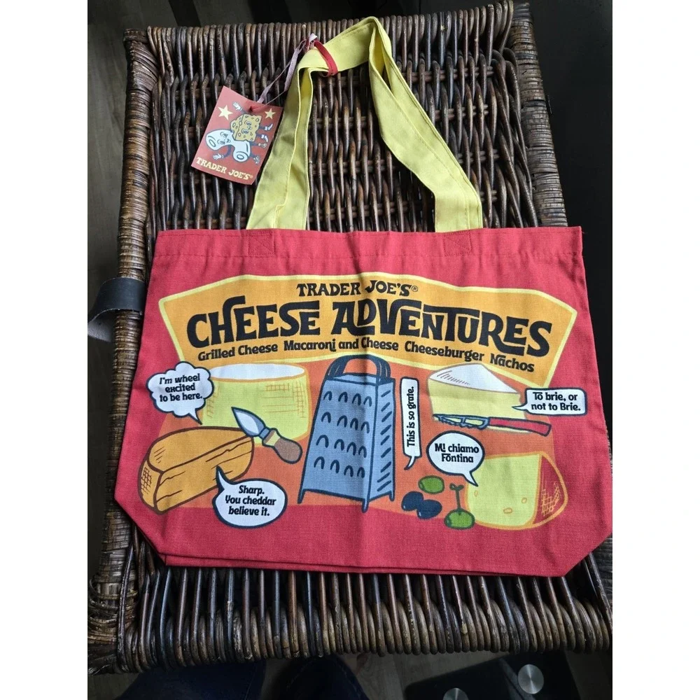 Trader Joe's Cheese Bag  Reusable Shopping Tote - Brand New w/ Tags 11B0371-0373
